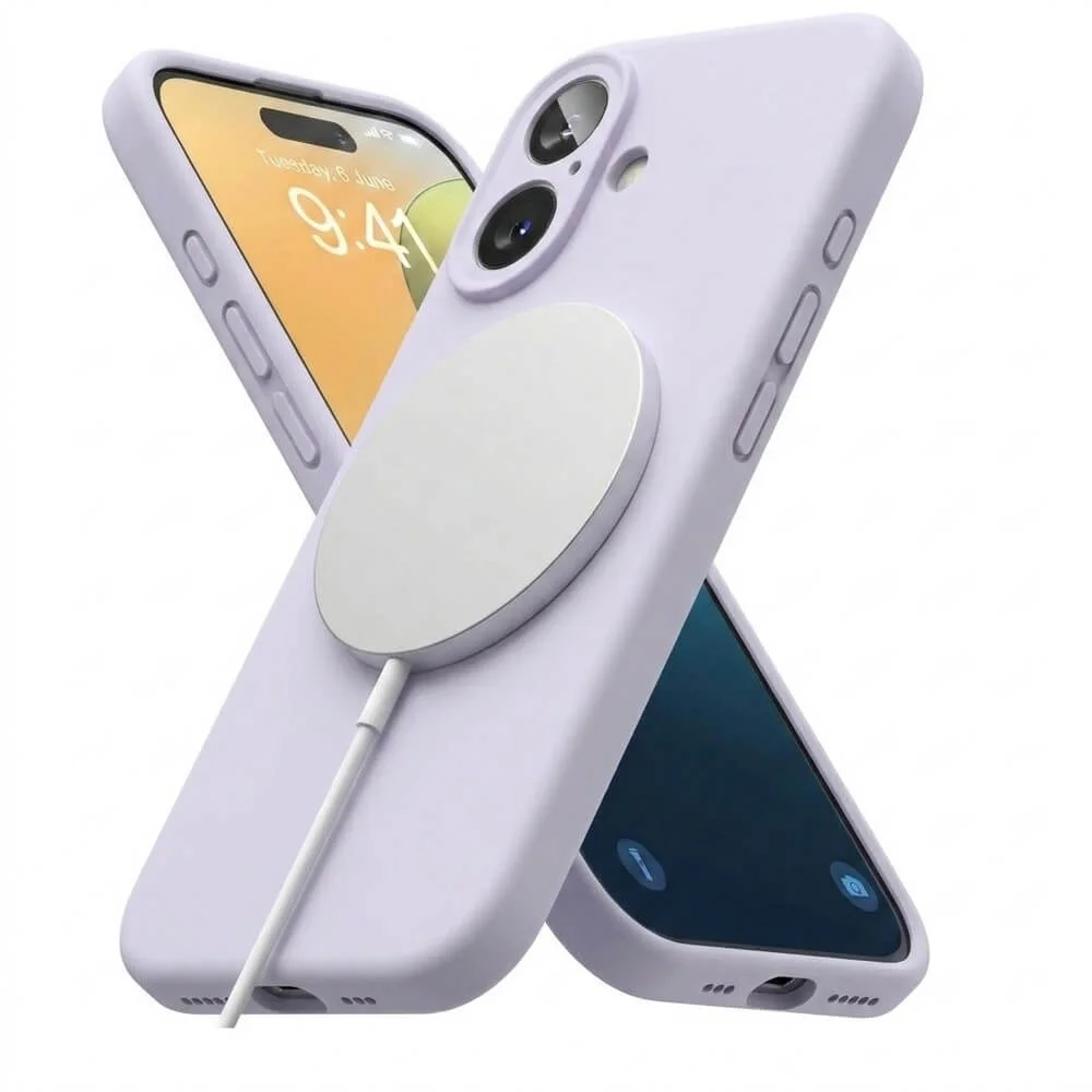 Imagem 2 de 5 do produto Capa Capinha Protetora de Silicone com Interior em Microfibra Compatível com Magsafe para o iPhone 17 - Cor: Lilás