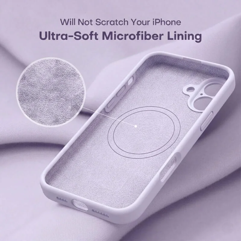 Imagem 4 de 5 do produto Capa Capinha Protetora de Silicone com Interior em Microfibra Compatível com Magsafe para o iPhone 17 - Cor: Lilás