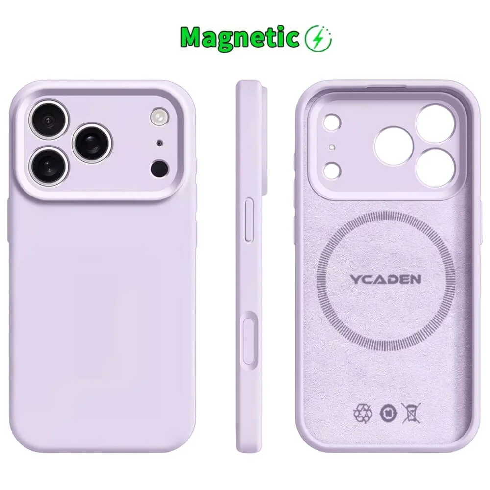 Imagem 3 de 5 do produto Capa Capinha Protetora de Silicone com Interior em Microfibra Compatível com Magsafe para o iPhone 17 Pro Max Cor: Lilás