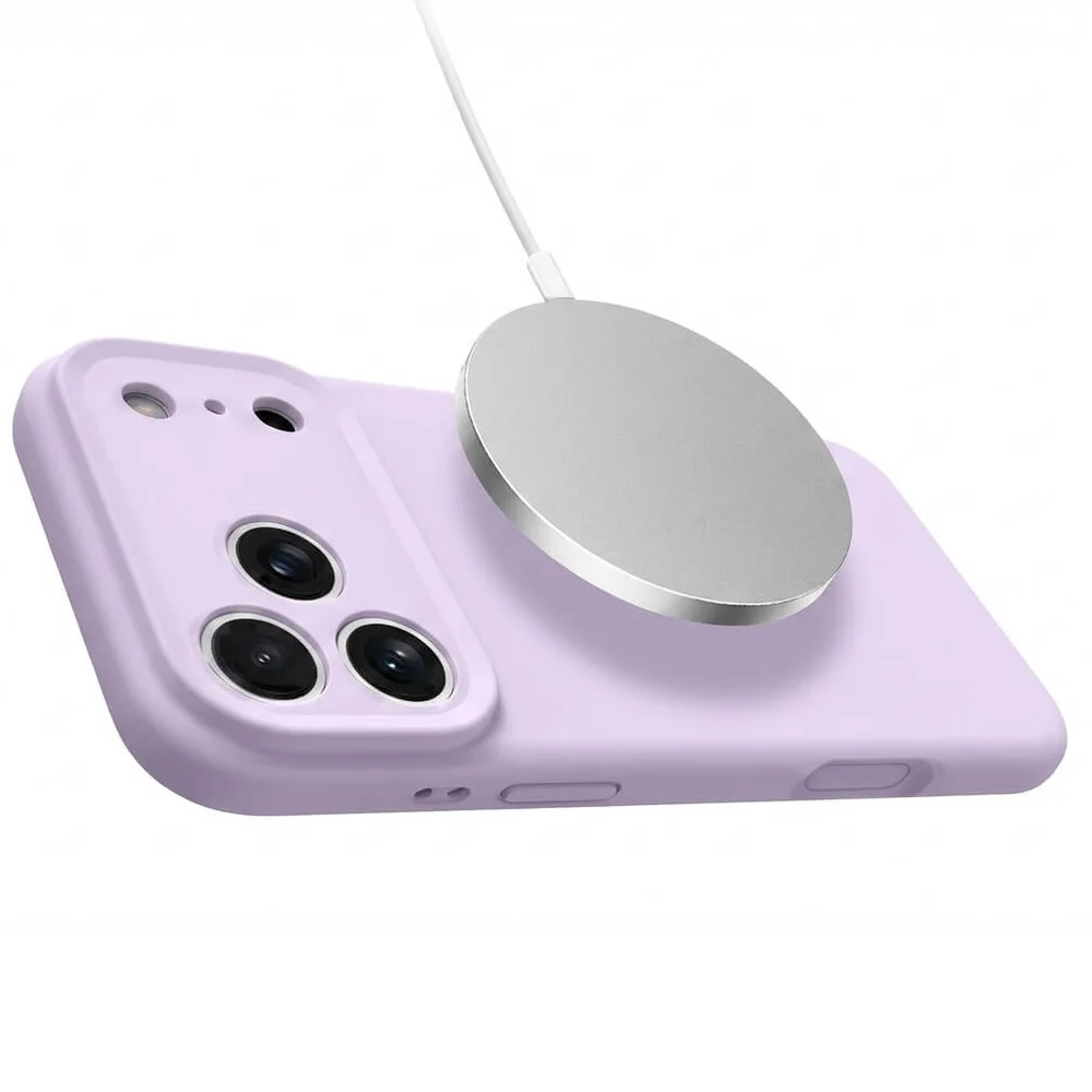 Imagem 4 de 5 do produto Capa Capinha Protetora de Silicone com Interior em Microfibra Compatível com Magsafe para o iPhone 17 Pro Max Cor: Lilás