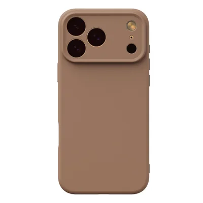 Capa Capinha Protetora de Silicone com Interior em Microfibra Compatível com Magsafe para o iPhone 17 Pro - Cor: Marrom