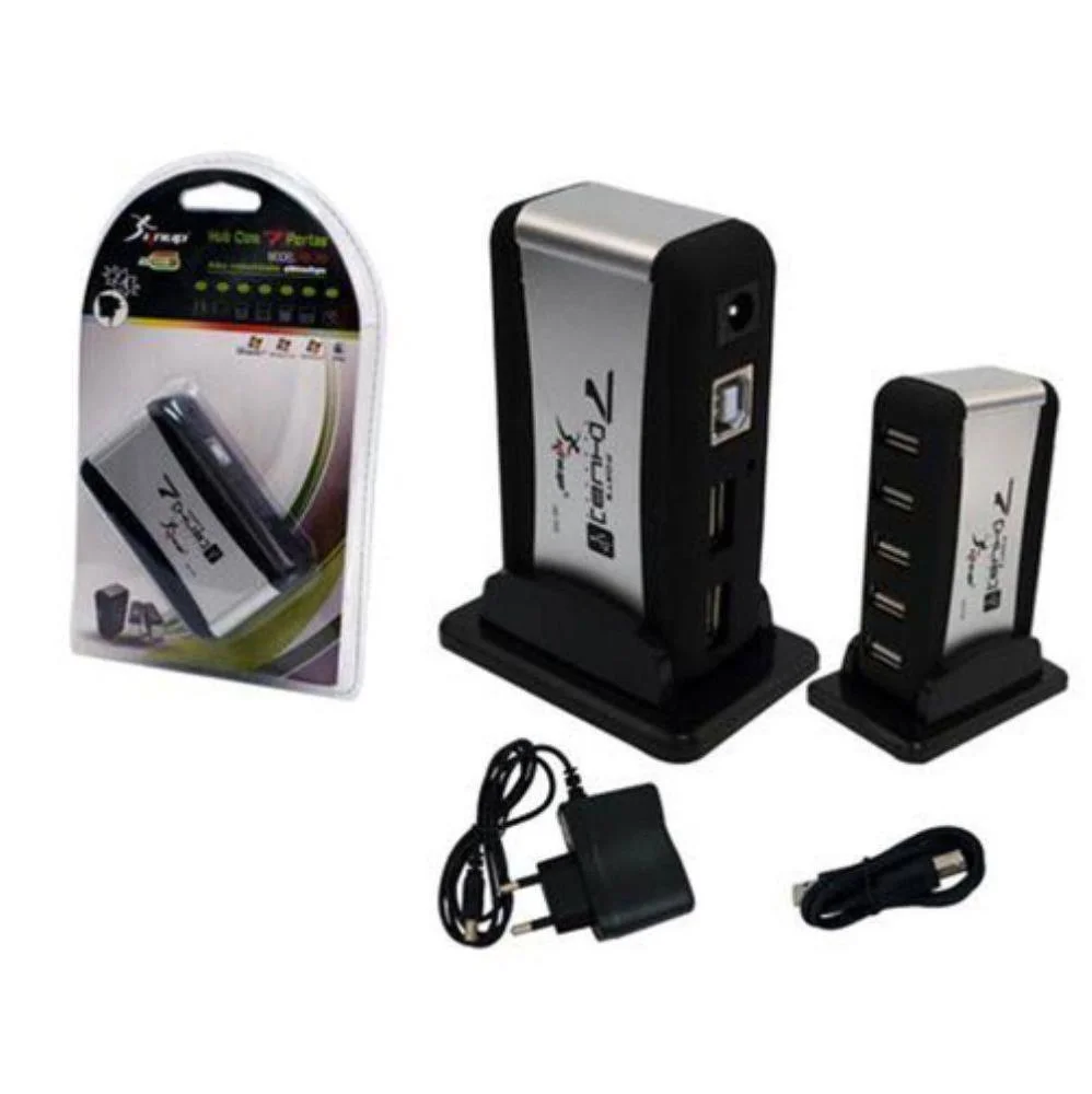 Imagem 2 de 4 do produto Hub Com 7 Portas Usb 2.0 Com Fonte De Alimentação Para Notebook Laptop