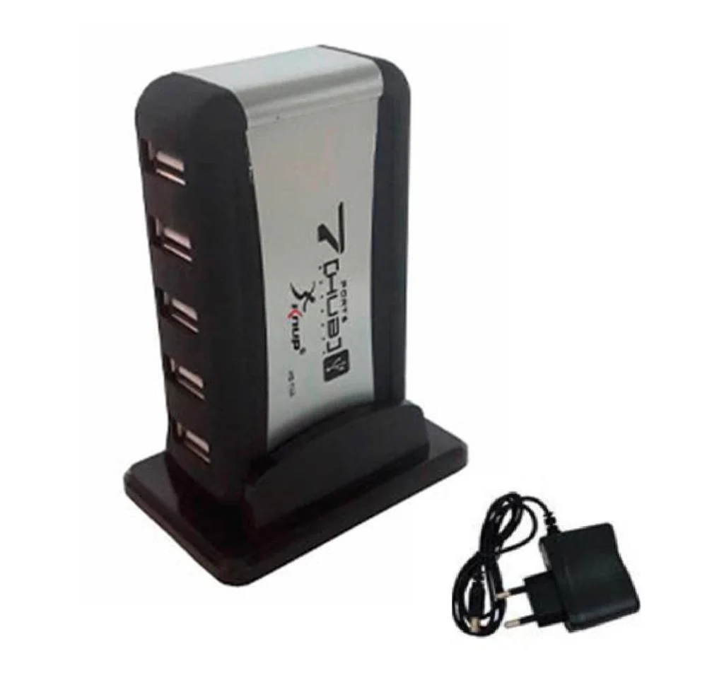 Imagem 3 de 4 do produto Hub Com 7 Portas Usb 2.0 Com Fonte De Alimentação Para Notebook Laptop