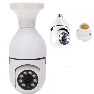 Camera Ip Segurança Tipo Lâmpada Giratoria Wifi Vigilância Hd 1080p