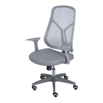 Cadeira De Escritório Giratória Panther Diretor Tela Mesh Cinza Base Rodízio Nylon
