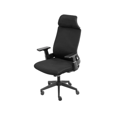 Cadeira De Escritório Presidente Giratória Lyon Tela Soft Touch Ny Preta Base Rodízio