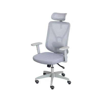 Cadeira De Escritório Nr-17 Presidente Giratória Bolonha Tela Soft Touch Cinza Base Rodízio