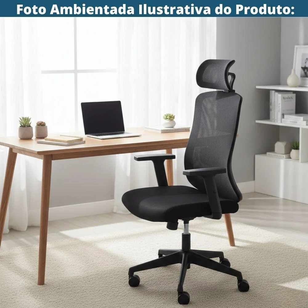 Imagem 3 de 5 do produto Cadeira De Escritório Presidente Giratória Plateau Tela Soft Base Preta Rodizio