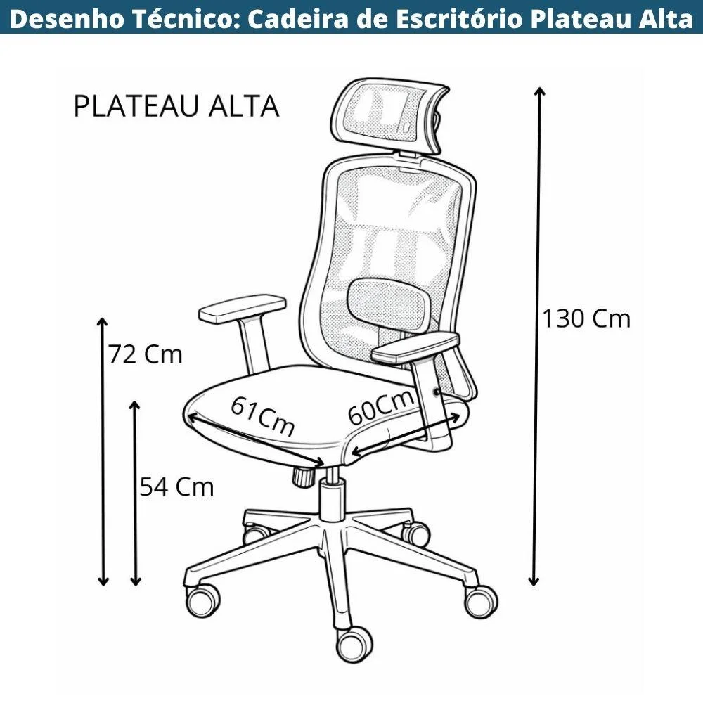 Imagem 5 de 5 do produto Cadeira De Escritório Presidente Giratória Plateau Tela Soft Base Preta Rodizio