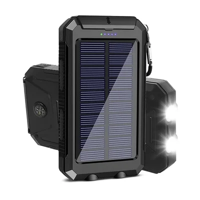 Carregador Portátil Power Bank Solar Usb Preto