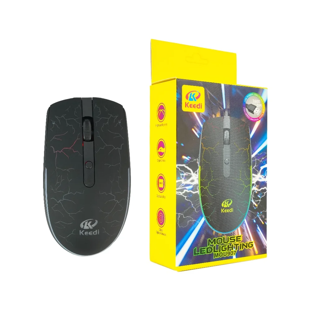 Mouse Gamer Ergonômico LED RGB Com Fio 1.35m Keedi Mou907