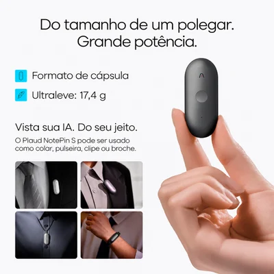 Gravador De Voz Digital Plaud Notepin S 64gb Ia Preto — foto 3