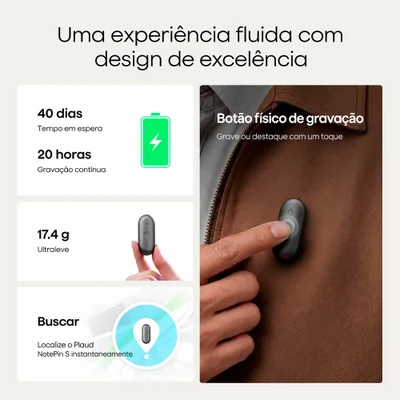 Gravador De Voz Digital Plaud Notepin S 64gb Ia Preto — foto 5