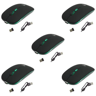 Kit 5 Mouses Sem Fio Recarregável Mega M185 Com LED Dpi Ajustável