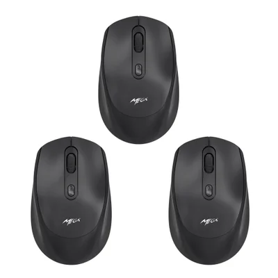 Kit 3 Mouses Sem Fio Recarregável Mega M180 Preto Dpi Ajustável