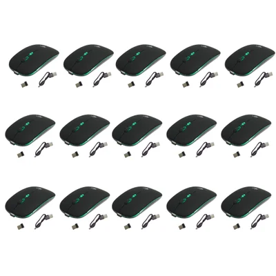 Kit 15 Mouses Sem Fio Recarregável Mega M185 Com LED Dpi Ajustável