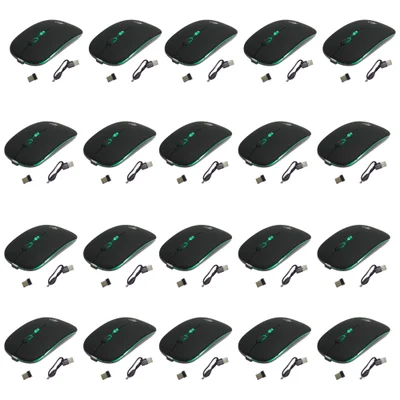 Kit 20 Mouses Sem Fio Recarregável Mega M185 Com LED Dpi Ajustável