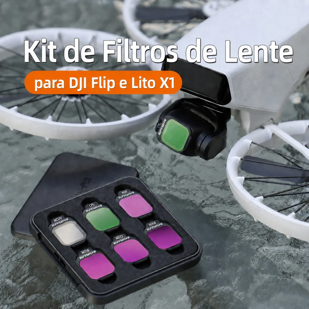 Kit de Filtros MCUV, CPL, ND8/16/32/64 para DJI Flip e DJI Lito X1 - Sunnylife Kit de Filtros MCUV, CPL, ND8/16/32/64 para DJI Flip e DJI Lito X1 - Sunnylife
