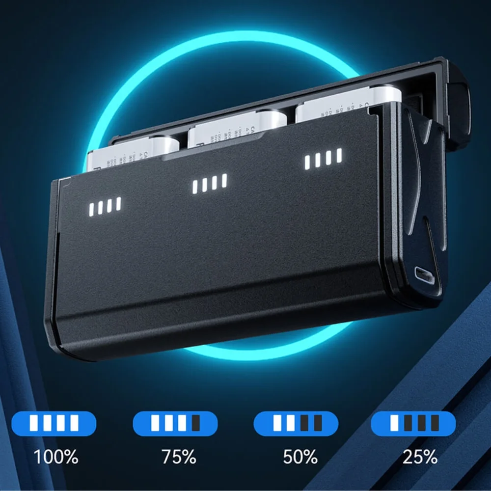 Imagem 2 de 5 do produto Carregador Triplo Para Baterias Sony Np-bx1 - Telesin