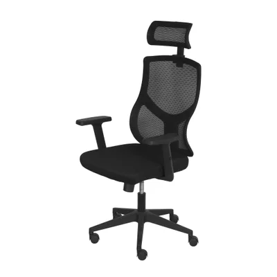 Cadeira De Escritório Presidente Giratória Shelby Preta (pu) Tela Soft Touch Base Rodízio