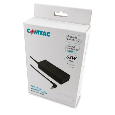 Fonte Para Notebook 65w, 19v- Comtac