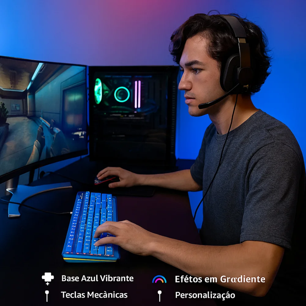 Imagem 3 de 5 do produto Teclado Mecânico Aula S2022 RGB Switch Blue Usb Layout Us Gamer