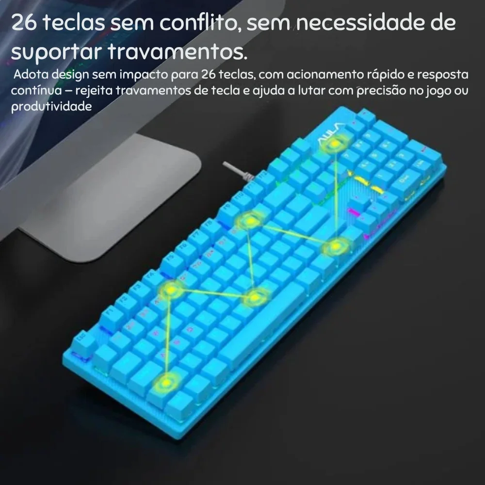 Imagem 5 de 5 do produto Teclado Mecânico Aula S2022 RGB Switch Blue Usb Layout Us Gamer