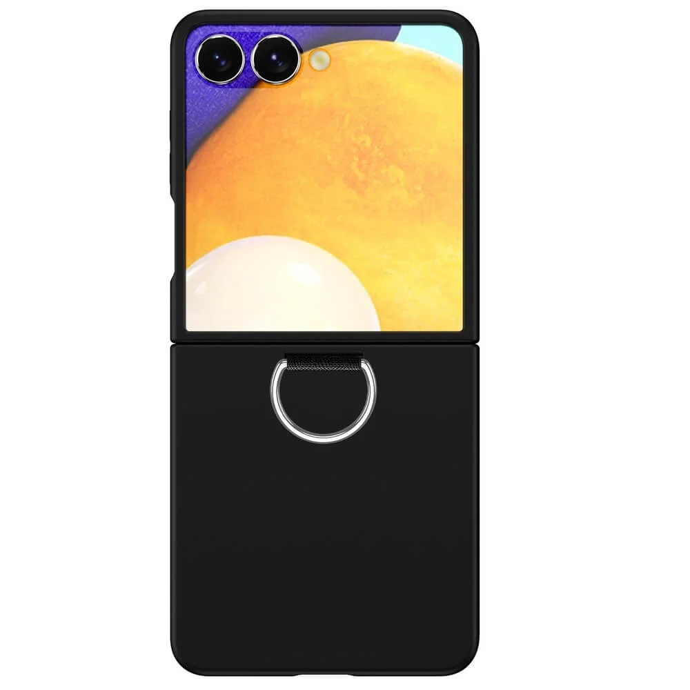 Imagem 2 de 5 do produto Capa Protetora para o Samsung Galaxy Z Flip 7 com Anel (Ring Holder) - Proteção Contra Quedas e Compatível com Carregamento Sem Fio | Cor: Preto