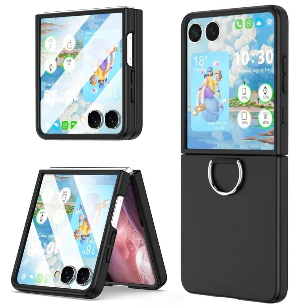 Imagem 4 de 5 do produto Capa Protetora para o Samsung Galaxy Z Flip 7 com Anel (Ring Holder) - Proteção Contra Quedas e Compatível com Carregamento Sem Fio | Cor: Preto