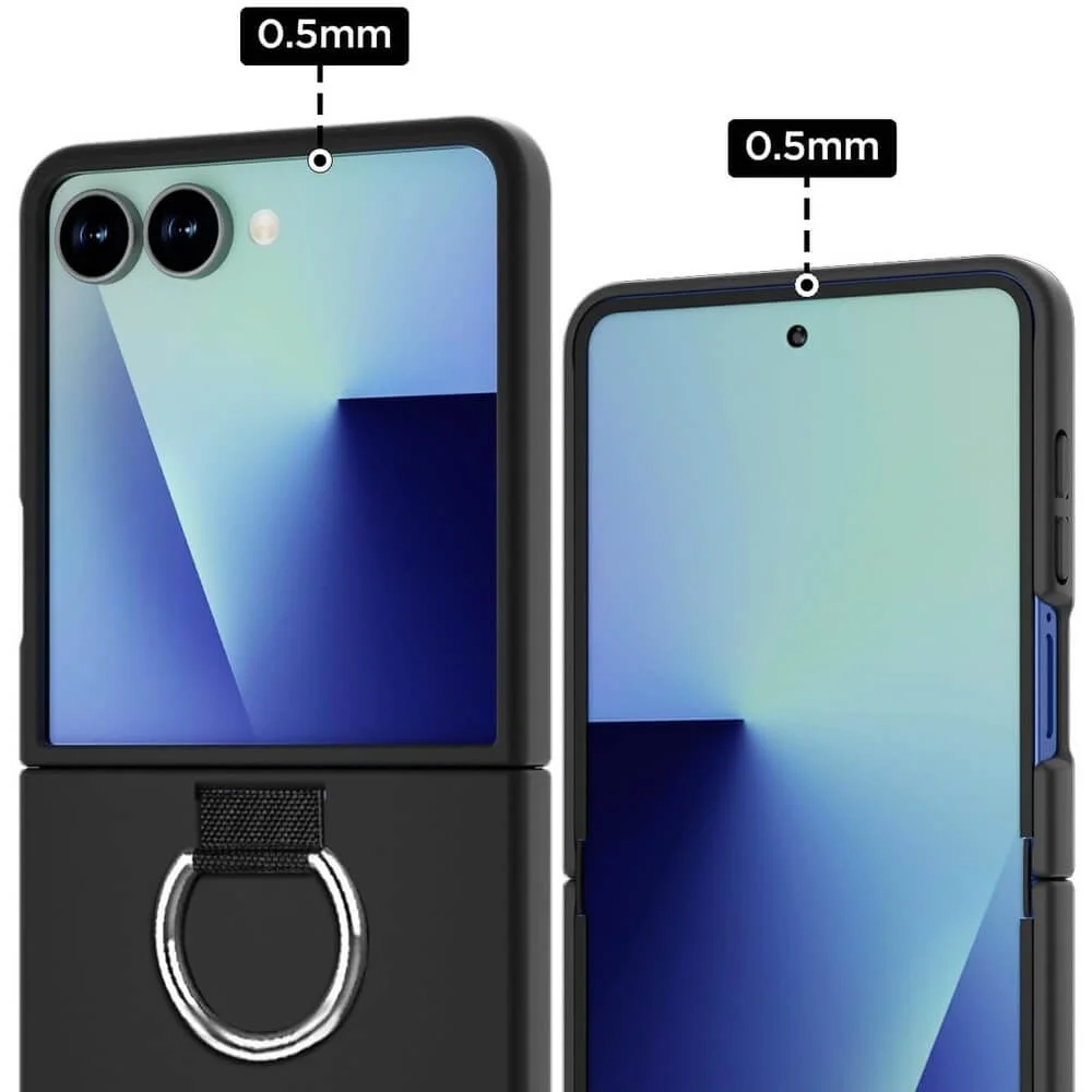 Imagem 5 de 5 do produto Capa Protetora para o Samsung Galaxy Z Flip 7 com Anel (Ring Holder) - Proteção Contra Quedas e Compatível com Carregamento Sem Fio | Cor: Preto