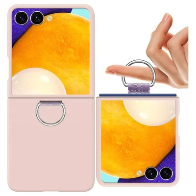 Capa Protetora para o Samsung Galaxy Z Flip 7 com Anel (Ring Holder) - Proteção Contra Quedas e Compatível com Carregamento Sem Fio | Cor: Rosa
