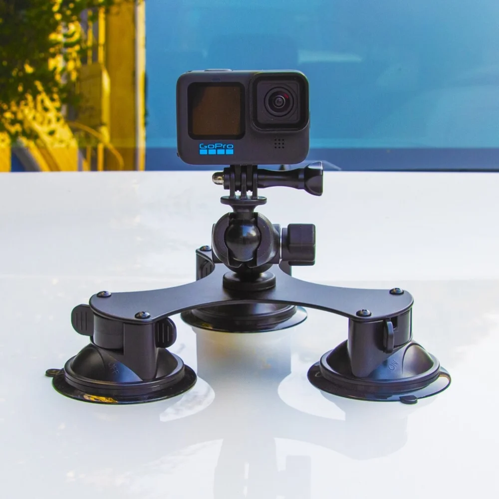 Ventosa Tripla Para Gopro E Câmeras Similares
