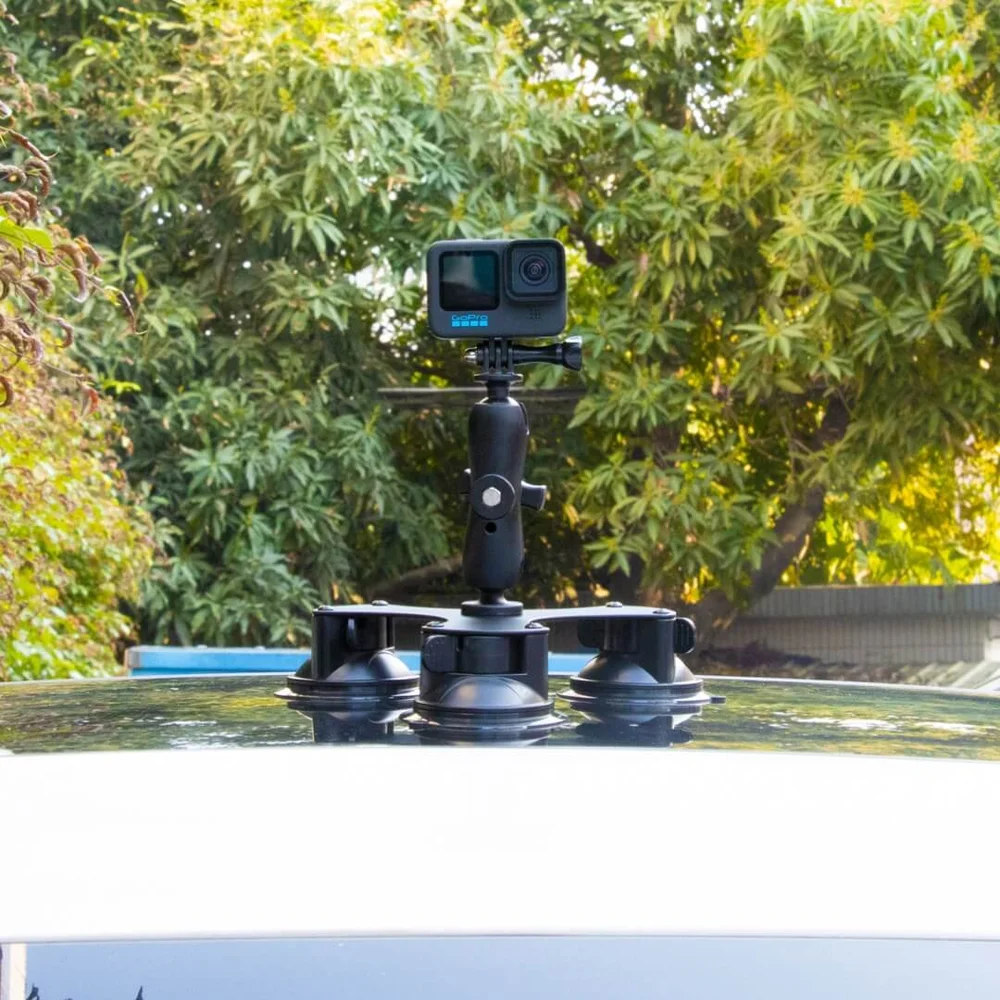 Ventosa Tripla Para Gopro E Câmeras Similares