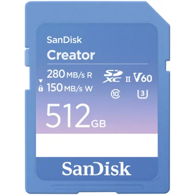 Cartão Memória Sandisk Sd Xc 512gb 280mb/s Uhs-ii V60 Creator Series Sdsdxep-512g-gncis