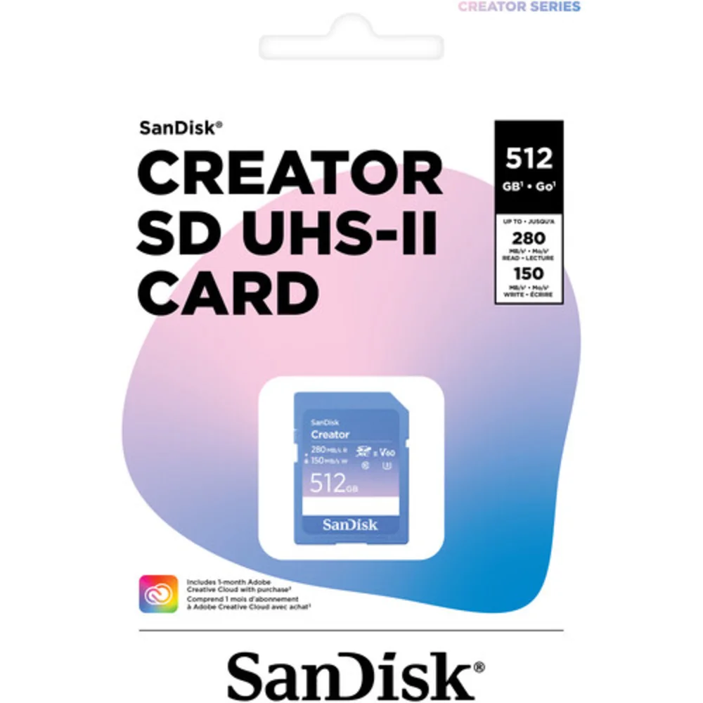 Cartão Memória Sandisk Sd Xc 512gb 280mb/s Uhs-ii V60 Creator Series Sdsdxep-512g-gncis