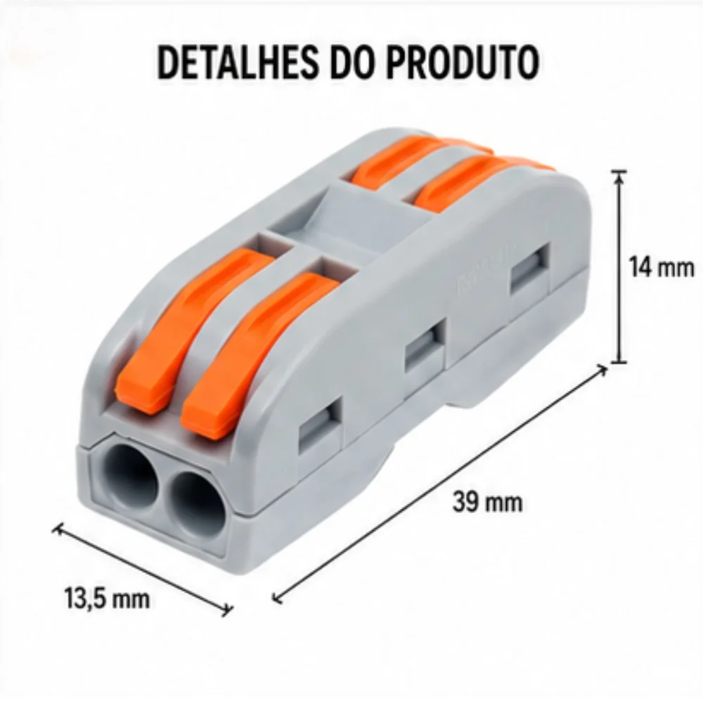 Imagem 2 de 5 do produto Kit 10 Conector Borne Emenda Rápida Alavanca 2 Vias 32a 600v Cinza