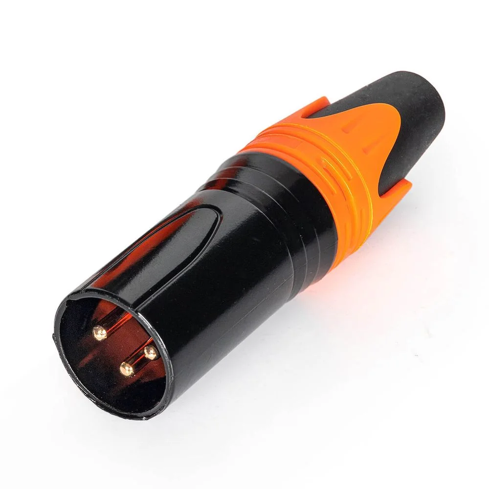 Imagem 2 de 5 do produto Kit Com 5 Conectores Xlr Macho Linha Profissional Laranja