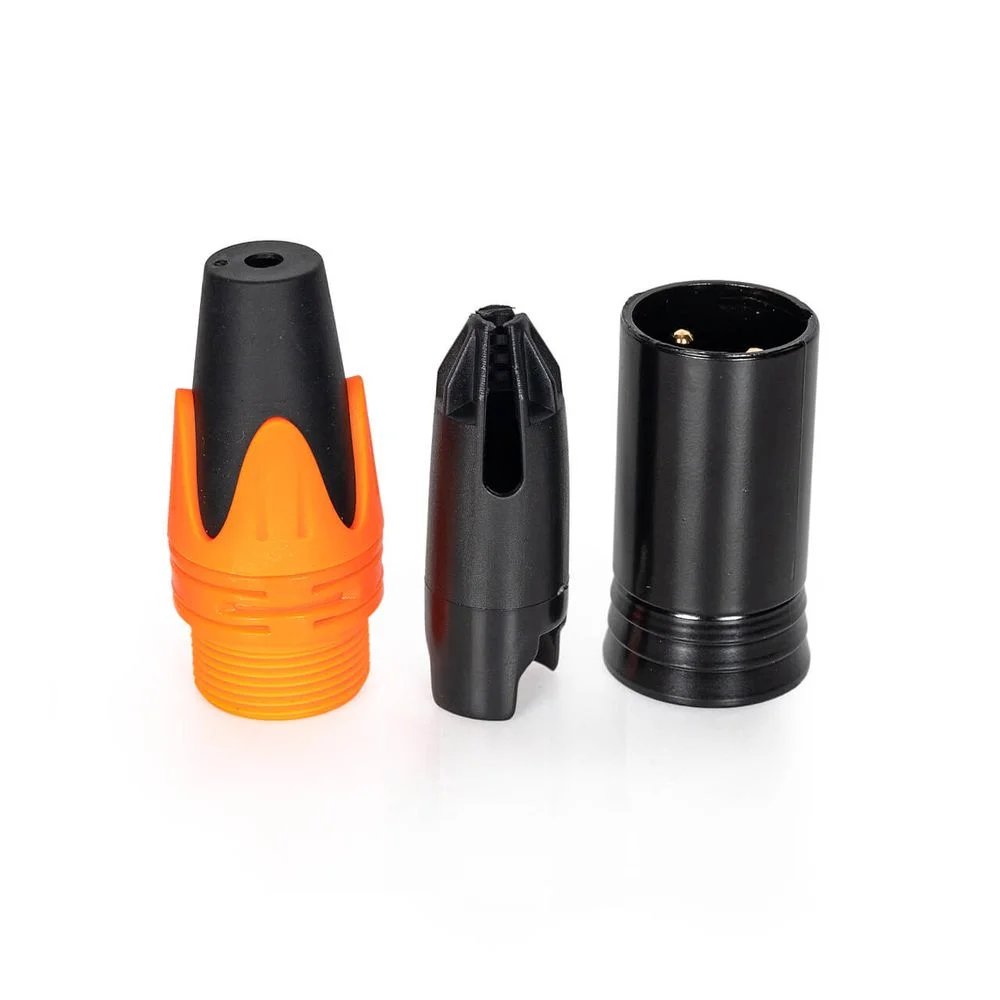 Imagem 3 de 5 do produto Kit Com 5 Conectores Xlr Macho Linha Profissional Laranja