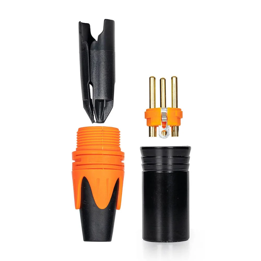 Imagem 5 de 5 do produto Kit Com 5 Conectores Xlr Macho Linha Profissional Laranja