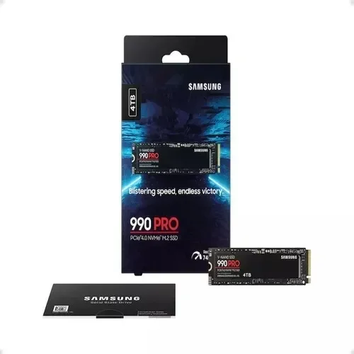 SSD Samsung 990 Pro - 4TB, Nvme, M.2 2280, Leitura Até 7450mb/s, Gravação Até 6900mb/s