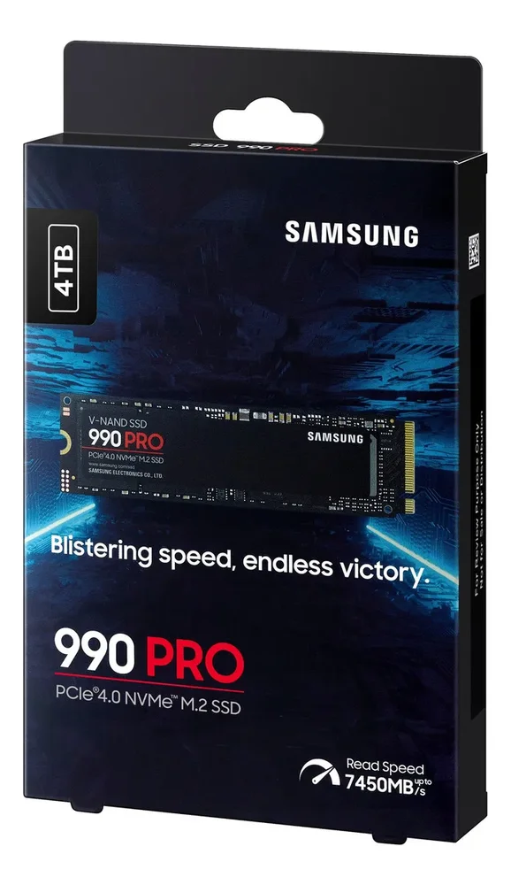 Imagem 2 de 3 do produto SSD Samsung 990 Pro - 4TB, Nvme, M.2 2280, Leitura Até 7450mb/s, Gravação Até 6900mb/s
