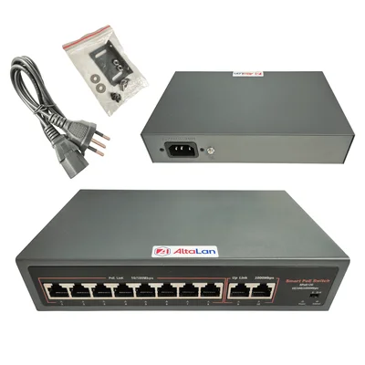 Switch Poe Altalan Com 8 Portas + 2 Portas Up Link Gigabit 1000mbps