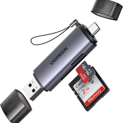 Ugreen Adaptador Leitor Cartão De Memória Micro Sd (2 Em 1) Usb C + Usb 3.0 Otg 5gbps Compatível WINDOWS, Mac, Os, Linux, Tab Galaxy, Iphone, Macbook,