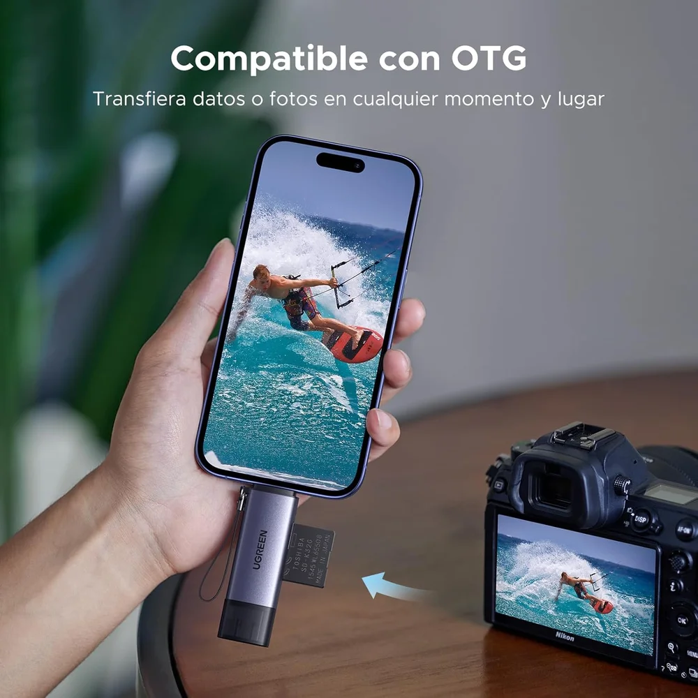 Imagem 2 de 5 do produto Ugreen Adaptador Leitor Cartão De Memória Micro Sd (2 Em 1) Usb C + Usb 3.0 Otg 5gbps Compatível WINDOWS, Mac, Os, Linux, Tab Galaxy, Iphone, Macbook,