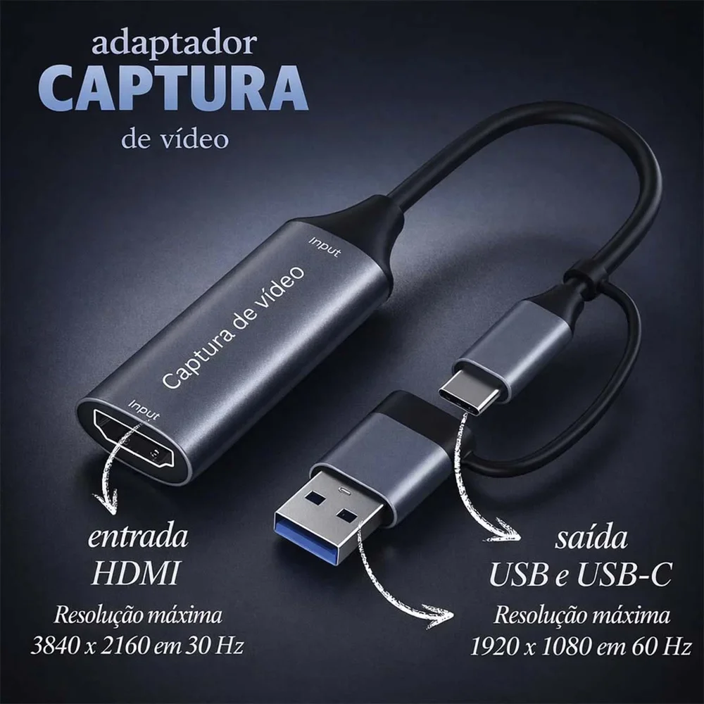 Imagem 5 de 5 do produto Placa De Captura Usb/usb-c HDMI 4k Streaming Jc-tyc/usb-cap - 1208