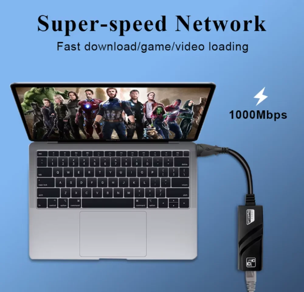 Imagem 2 de 4 do produto adaptador usb 3.0 para rede cabeada rj45 gigabit 1000mbps – internet estável notebook pc