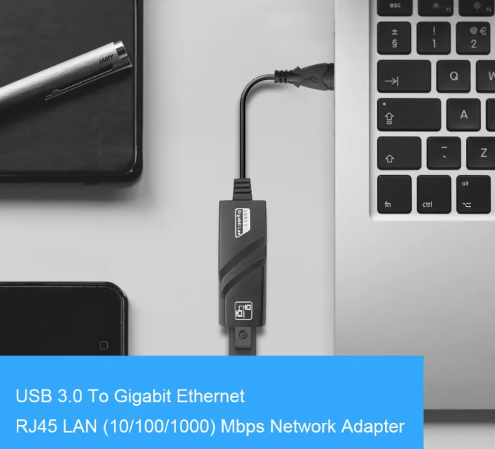 Imagem 4 de 4 do produto adaptador usb 3.0 para rede cabeada rj45 gigabit 1000mbps – internet estável notebook pc