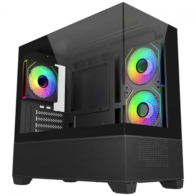Gabinete Cooler Master Elite 490 Matx Mid Tower Lateral De Vidro Temperado Usb Tipo C Preto E490-khnn-s00