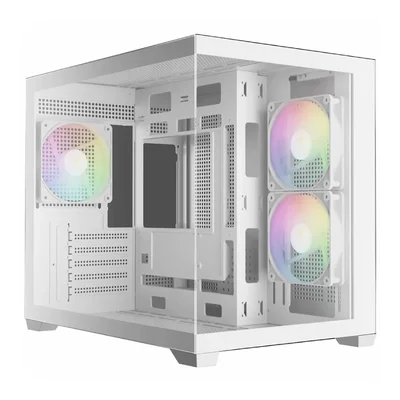 Gabinete Gamdias Aura Gc10m ARGB V2 Wh Matx Mini Tower Vidro Temperado Com 3 Fan Branco