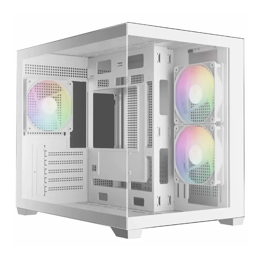 Gabinete Gamdias Aura Gc10m ARGB V2 Wh Matx Mini Tower Vidro Temperado Com 3 Fan Branco